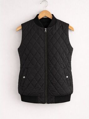 Banana Republic Black Quilted Puffer Vest Women’s Lightweight Zip Up Jacket SZ S